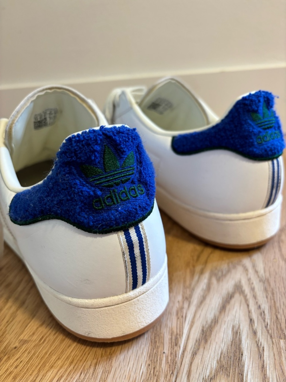 Adidas Superstars with Blue and Green Accent